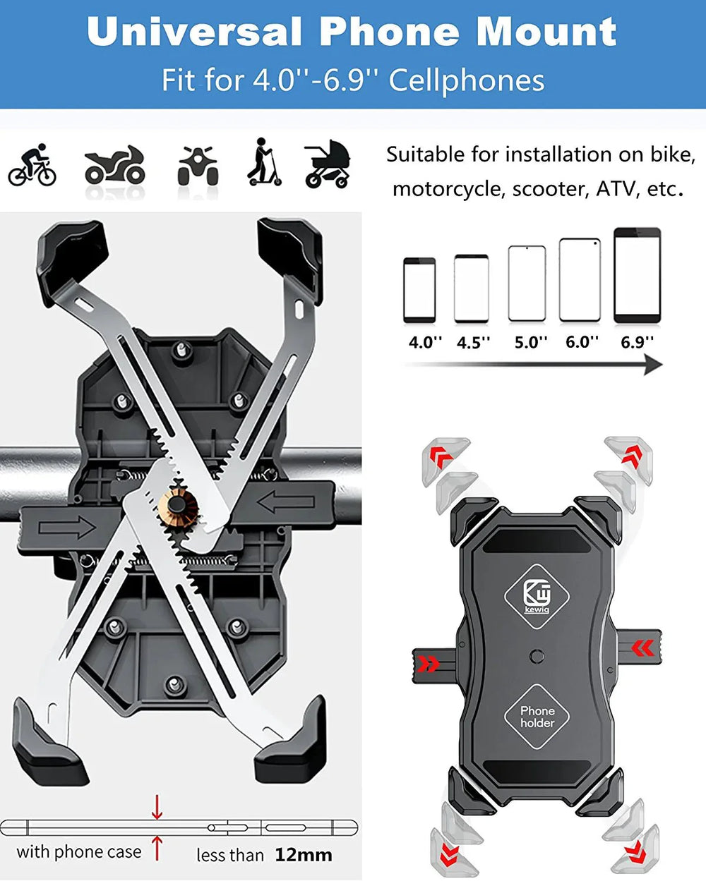 Bike Phone Mount with 360 Degree Rotation & Quick Touch Lock & Release - Image 2