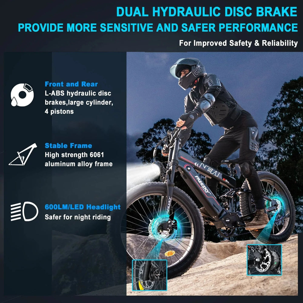 FREESKY Alaska M-520 Pro 1000 w Mountain Ebike 4 Fat Tire Electric Fat Tire Mountain eBike - Image 7