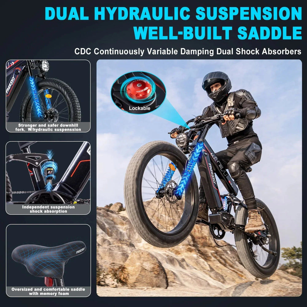 FREESKY Alaska M-520 Pro 1000 w Mountain Ebike 4 Fat Tire Electric Fat Tire Mountain eBike - Image 4