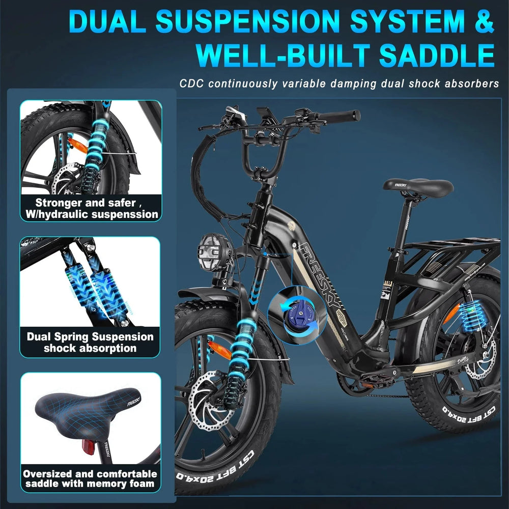 FREESKY Rocky 750 w Step Thru Ebike 20x4 Fat Electric Cargo eBike - Image 11