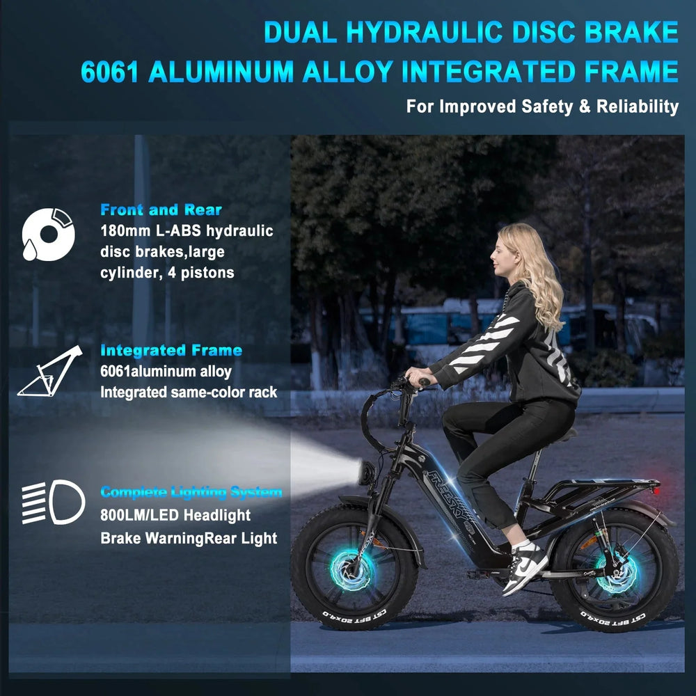 FREESKY Rocky 750 w Step Thru Ebike 20x4 Fat Electric Cargo eBike - Image 7