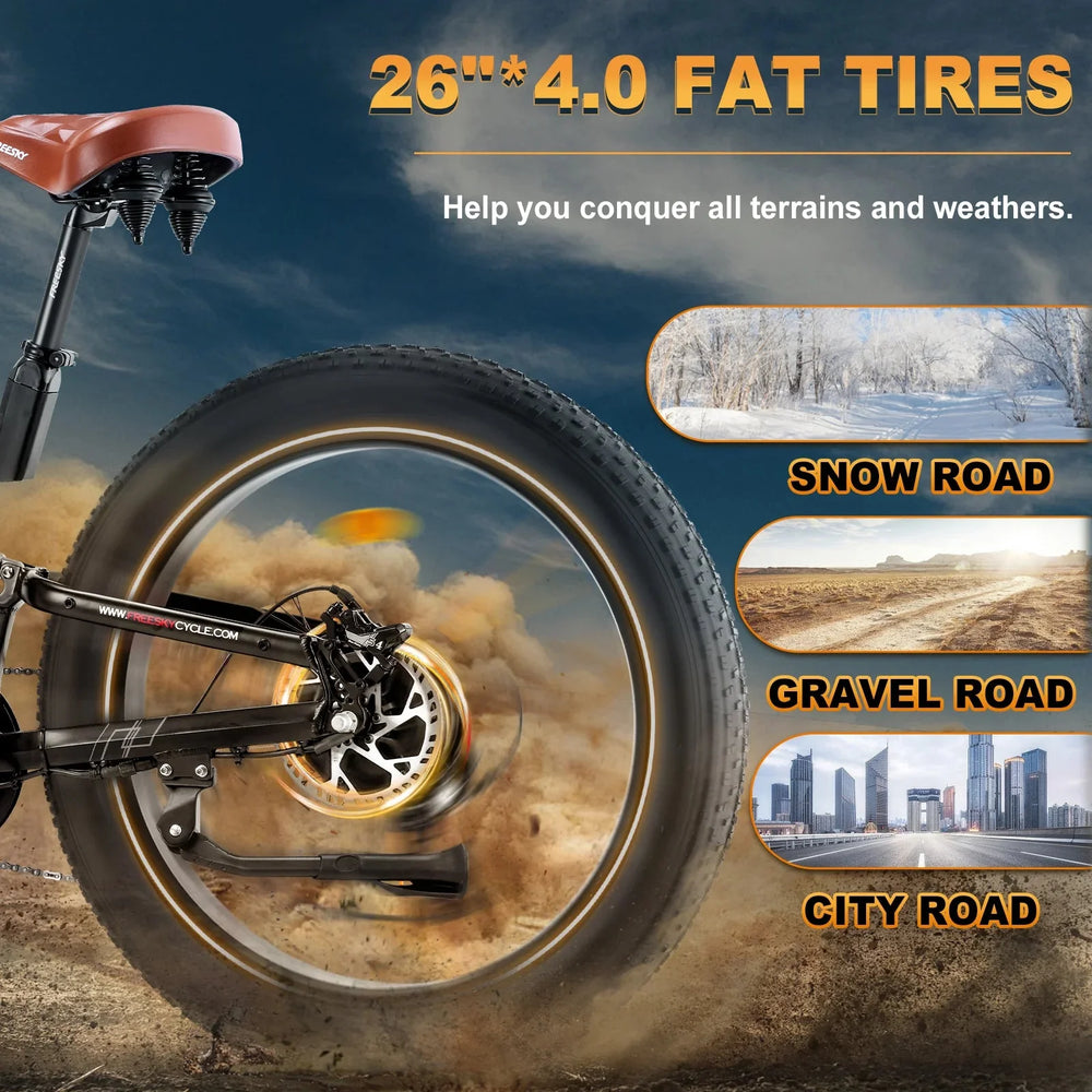 FREESKY Warrior M-530 1000 w Mountain Ebike 4 Fat Tire Electric Fat Tire Mountain eBike - Image 9