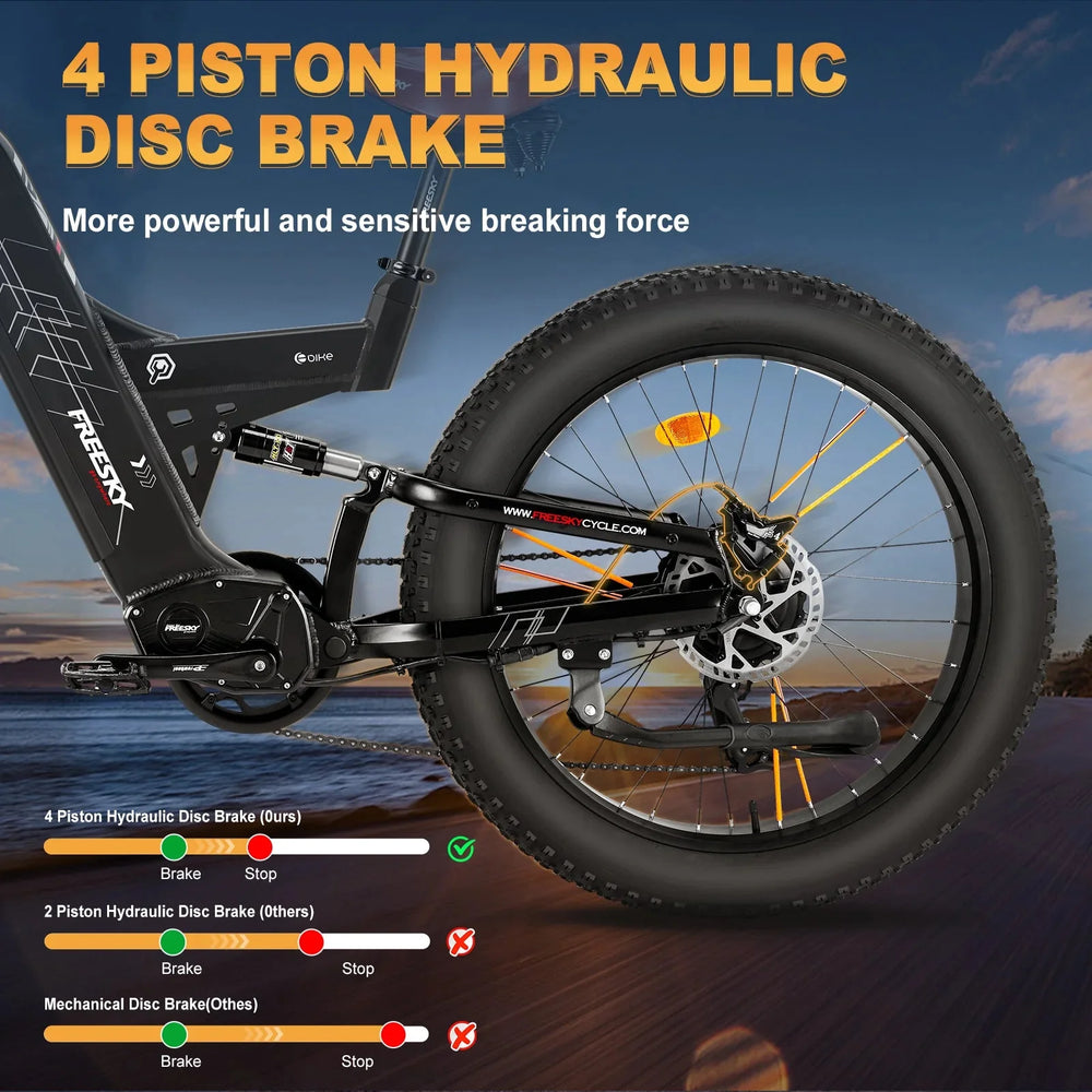 FREESKY Warrior M-530 1000 w Mountain Ebike 4 Fat Tire Electric Fat Tire Mountain eBike - Image 5